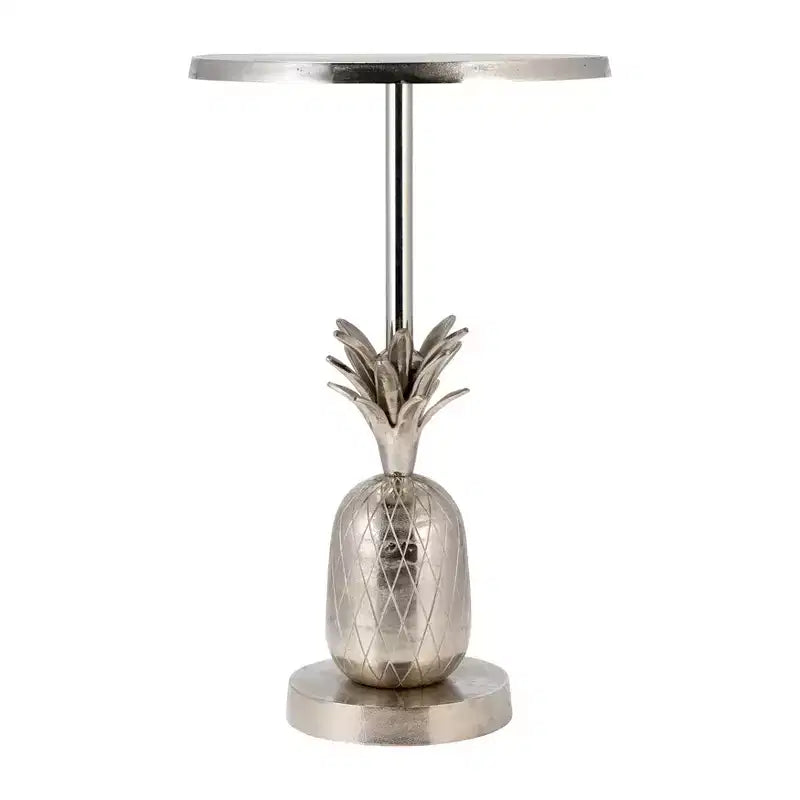 Table d'appoint, guéridon ou petite table de chevet unique pour la décoration intérieure - Table de chevet en métal avec base ananas pour chambre ou salon