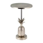 Table d'appoint, guéridon ou petite table de chevet unique pour la décoration intérieure - Table de chevet en métal avec base ananas pour chambre ou salon