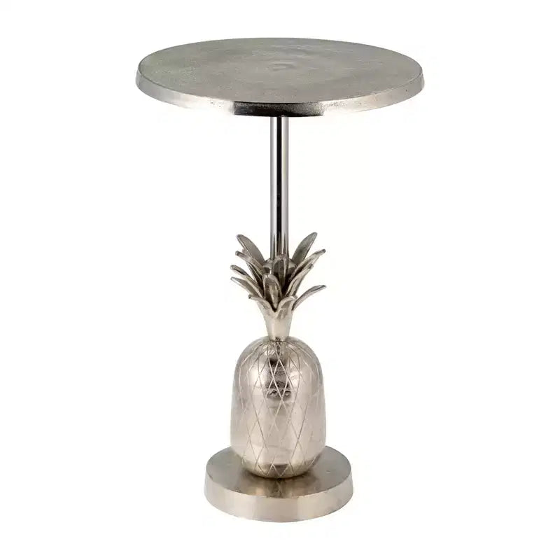 Table d'appoint, guéridon ou petite table de chevet unique pour la décoration intérieure - Table de chevet en métal avec base ananas pour chambre ou salon