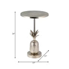 Table d'appoint, guéridon ou petite table de chevet unique pour la décoration intérieure - Table de chevet en métal avec base ananas pour chambre ou salon