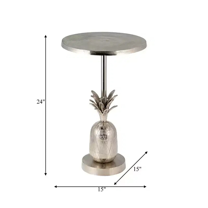 Table d'appoint, guéridon ou petite table de chevet unique pour la décoration intérieure - Table de chevet en métal avec base ananas pour chambre ou salon