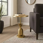 Table d'appoint, guéridon ou petite table de chevet unique pour la décoration intérieure - Table de chevet en métal avec base ananas pour chambre ou salon