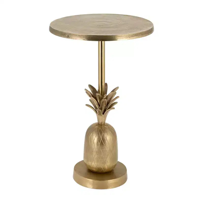 Table d'appoint, guéridon ou petite table de chevet unique pour la décoration intérieure - Table de chevet en métal avec base ananas pour chambre ou salon