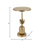 Table d'appoint, guéridon ou petite table de chevet unique pour la décoration intérieure - Table de chevet en métal avec base ananas pour chambre ou salon