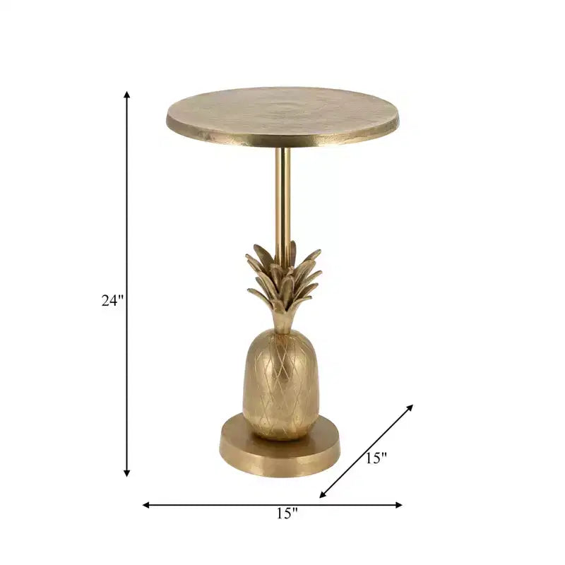Table d'appoint, guéridon ou petite table de chevet unique pour la décoration intérieure - Table de chevet en métal avec base ananas pour chambre ou salon