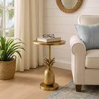 Unique End Table, Side Table, or Small Night Stand for Room Decor - Metal Bedside Table with Pineapple Base for Bedroom or Living Room