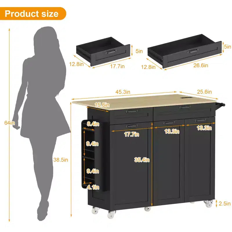 COZONY Desserte de cuisine roulante avec abattant, chariot de cuisine portable avec tiroirs et étagères de rangement, poste de travail mobile avec roulettes verrouillables