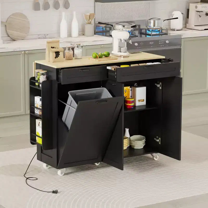 COZONY Desserte de cuisine roulante avec abattant, chariot de cuisine portable avec tiroirs et étagères de rangement, poste de travail mobile avec roulettes verrouillables