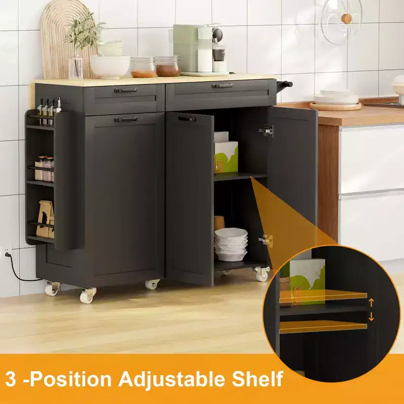 COZONY Desserte de cuisine roulante avec abattant, chariot de cuisine portable avec tiroirs et étagères de rangement, poste de travail mobile avec roulettes verrouillables
