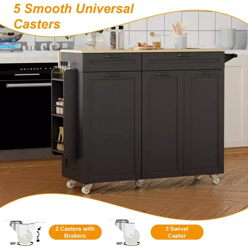 COZONY Desserte de cuisine roulante avec abattant, chariot de cuisine portable avec tiroirs et étagères de rangement, poste de travail mobile avec roulettes verrouillables