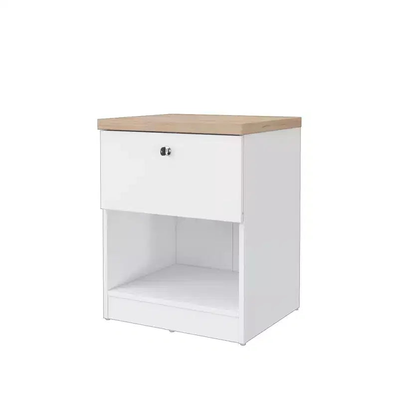 Homez Table d'appoint rectangulaire en bois chêne blanc et naturel de 40 cm avec 1 tiroir