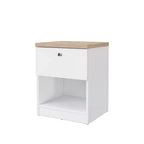 Homez Table d'appoint rectangulaire en bois chêne blanc et naturel de 40 cm avec 1 tiroir