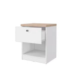 Homez Table d'appoint rectangulaire en bois chêne blanc et naturel de 40 cm avec 1 tiroir