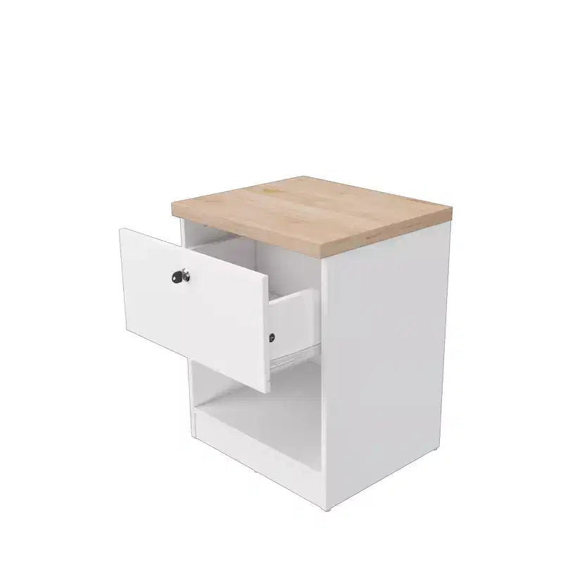 Homez Table d'appoint rectangulaire en bois chêne blanc et naturel de 40 cm avec 1 tiroir