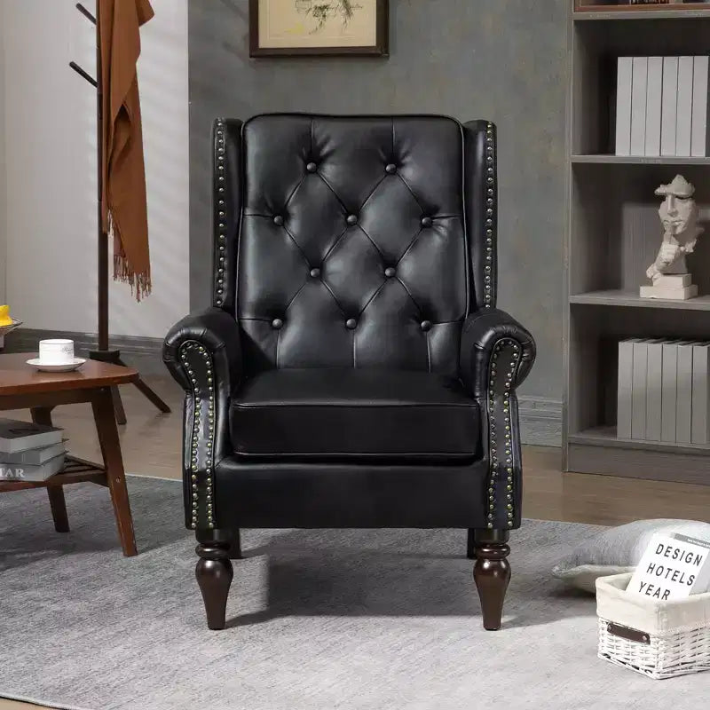 Fauteuil CLIHOME en bois, chaise d'appoint moderne avec pieds en bois robustes