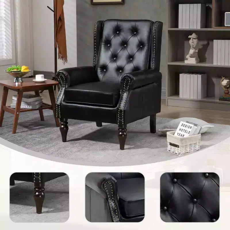 Fauteuil CLIHOME en bois, chaise d'appoint moderne avec pieds en bois robustes