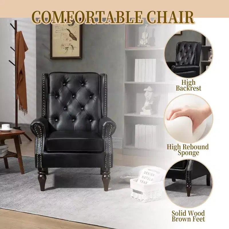 Fauteuil CLIHOME en bois, chaise d'appoint moderne avec pieds en bois robustes