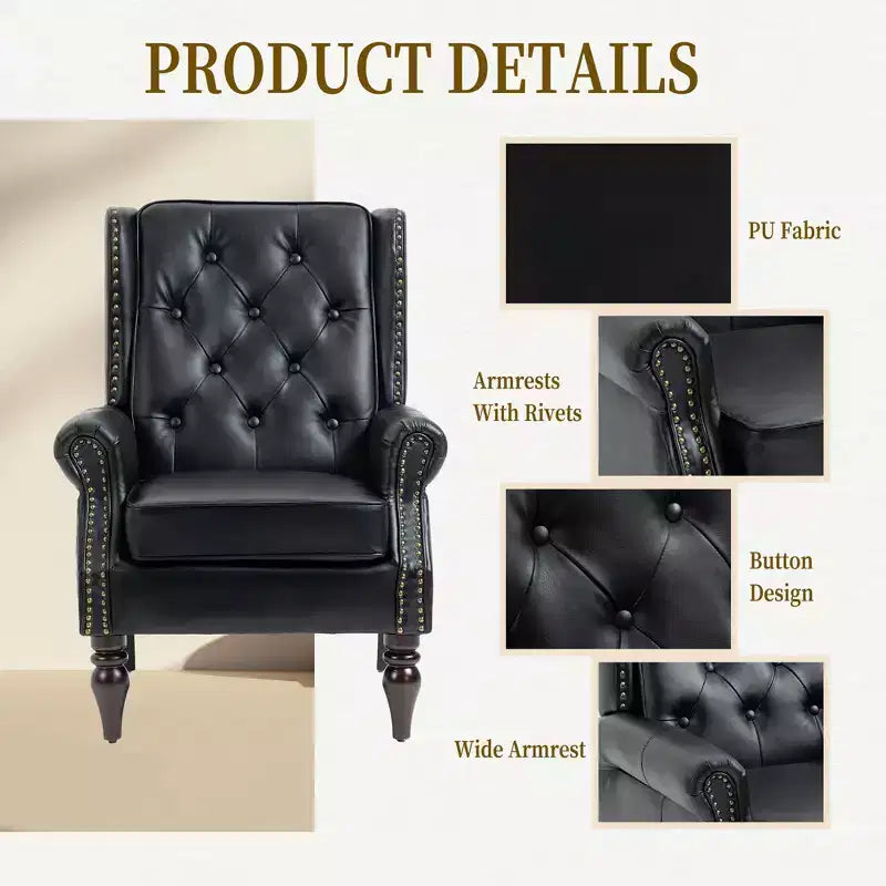 Fauteuil CLIHOME en bois, chaise d'appoint moderne avec pieds en bois robustes