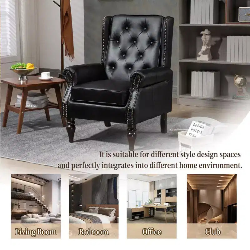 Fauteuil CLIHOME en bois, chaise d'appoint moderne avec pieds en bois robustes