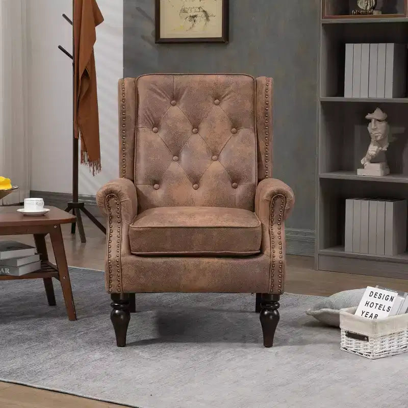Fauteuil CLIHOME en bois, chaise d'appoint moderne avec pieds en bois robustes