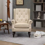 Fauteuil CLIHOME en bois, chaise d'appoint moderne avec pieds en bois robustes