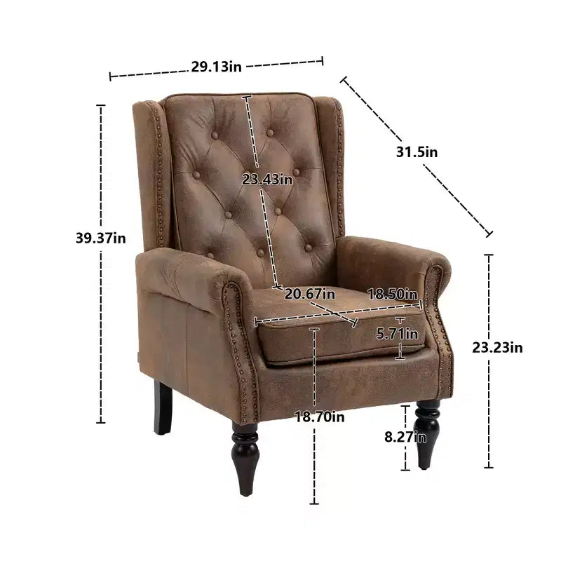 Fauteuil CLIHOME en bois, chaise d'appoint moderne avec pieds en bois robustes