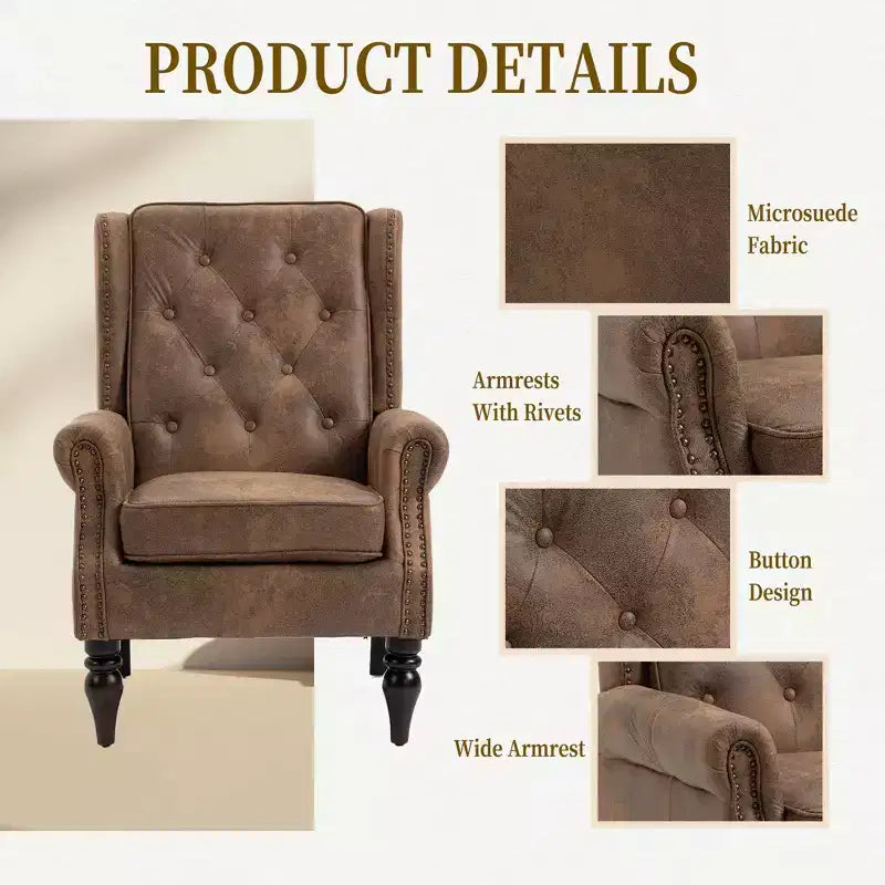 Fauteuil CLIHOME en bois, chaise d'appoint moderne avec pieds en bois robustes