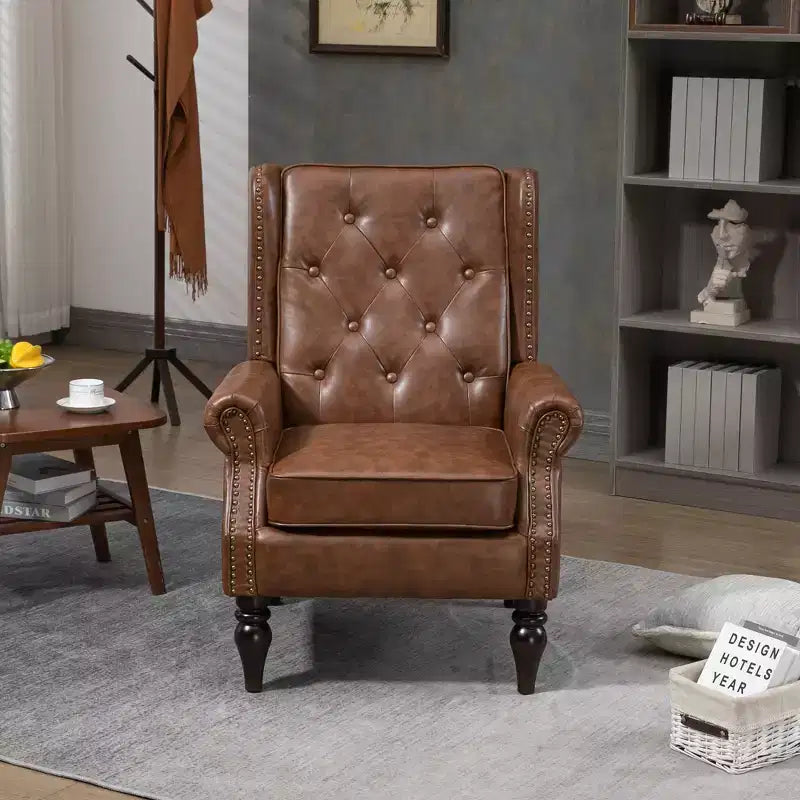 Fauteuil CLIHOME en bois, chaise d'appoint moderne avec pieds en bois robustes