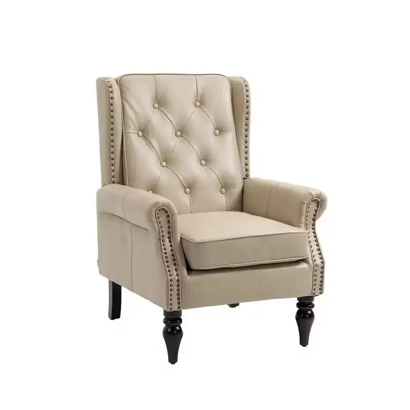 Fauteuil CLIHOME en bois, chaise d'appoint moderne avec pieds en bois robustes