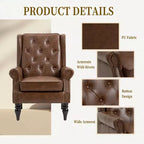 Fauteuil CLIHOME en bois, chaise d'appoint moderne avec pieds en bois robustes