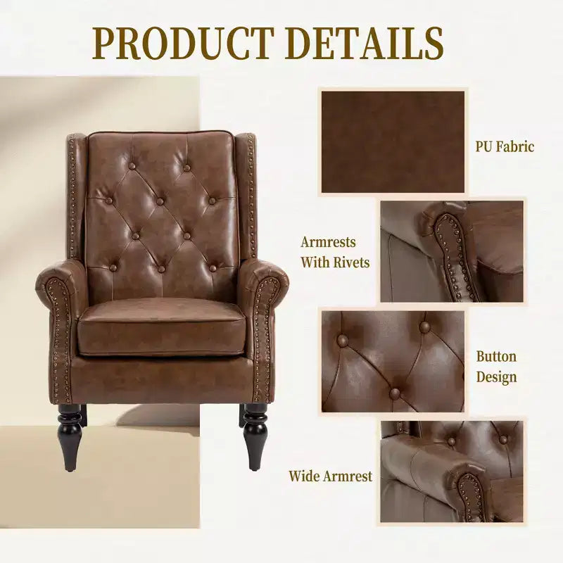 Fauteuil CLIHOME en bois, chaise d'appoint moderne avec pieds en bois robustes