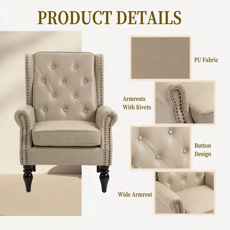 Fauteuil CLIHOME en bois, chaise d'appoint moderne avec pieds en bois robustes
