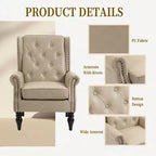 Fauteuil CLIHOME en bois, chaise d'appoint moderne avec pieds en bois robustes