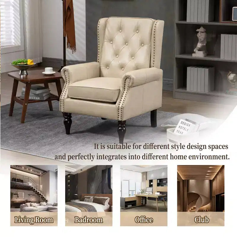 Fauteuil CLIHOME en bois, chaise d'appoint moderne avec pieds en bois robustes