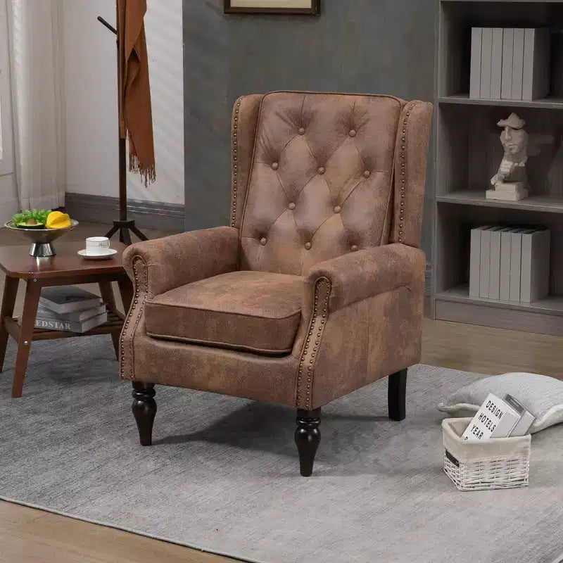 Fauteuil CLIHOME en bois, chaise d'appoint moderne avec pieds en bois robustes