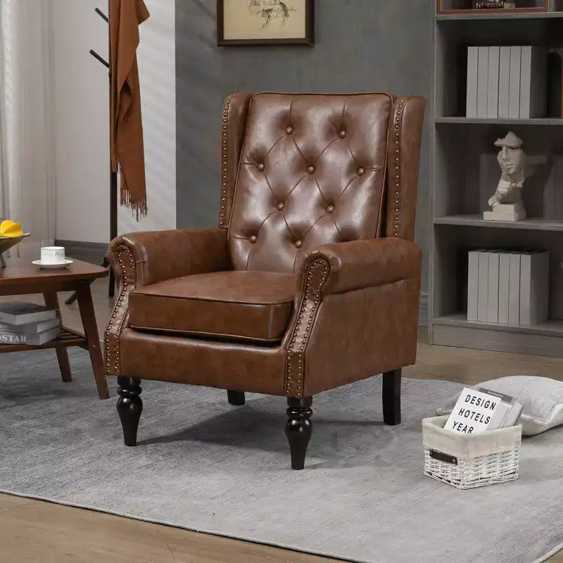 Fauteuil CLIHOME en bois, chaise d'appoint moderne avec pieds en bois robustes