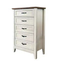 Wooden drawer cabinet, tall rustic-style vanity with wide metal handles, suitable for storage organization in bedrooms, hallways, and living rooms.