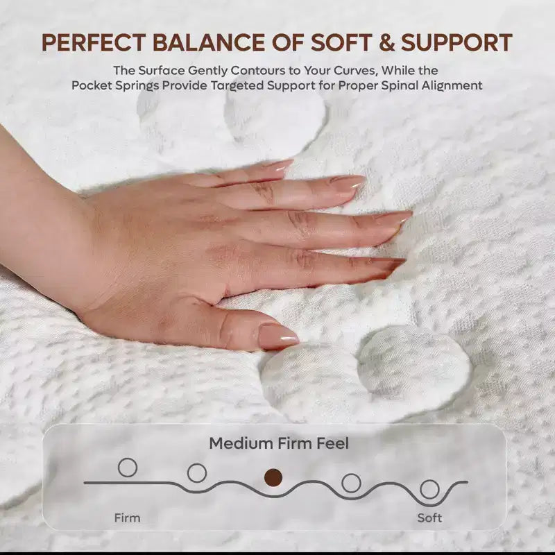 Matelas hybride 25 cm Tencel double, couche moelleuse et mousse à mémoire de forme au gel rafraîchissant, livré en boîte