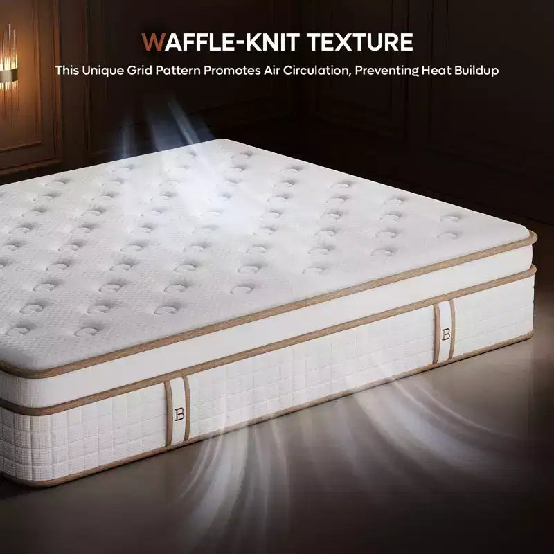 Matelas hybride 25 cm Tencel double, couche moelleuse et mousse à mémoire de forme au gel rafraîchissant, livré en boîte