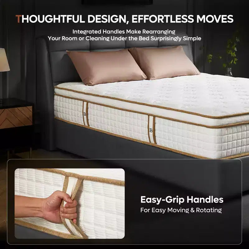 Matelas hybride 25 cm Tencel double, couche moelleuse et mousse à mémoire de forme au gel rafraîchissant, livré en boîte