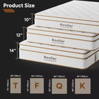 Matelas hybride 25 cm Tencel double, couche moelleuse et mousse à mémoire de forme au gel rafraîchissant, livré en boîte