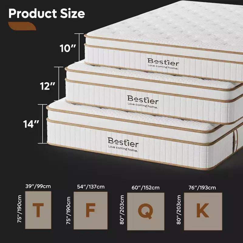 Matelas hybride 25 cm Tencel double, couche moelleuse et mousse à mémoire de forme au gel rafraîchissant, livré en boîte