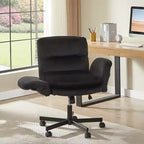 Chaise de bureau Bestier Criss Cross avec accoudoirs et roulettes, chaise de bureau ergonomique à pattes croisées, chaise de bureau pour la maison et le maquillage.