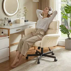 Chaise de bureau Bestier Criss Cross avec accoudoirs et roulettes, chaise de bureau ergonomique à pattes croisées, chaise de bureau pour la maison et le maquillage.