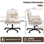 Chaise de bureau Bestier Criss Cross avec accoudoirs et roulettes, chaise de bureau ergonomique à pattes croisées, chaise de bureau pour la maison et le maquillage.