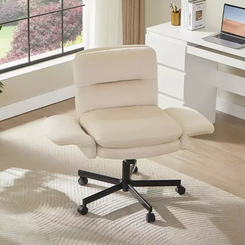 Chaise de bureau Bestier Criss Cross avec accoudoirs et roulettes, chaise de bureau ergonomique à pattes croisées, chaise de bureau pour la maison et le maquillage.