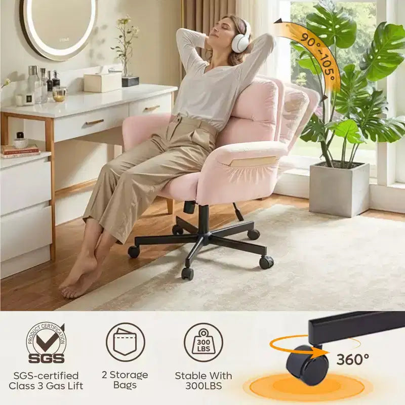Chaise de bureau Bestier Criss Cross avec accoudoirs et roulettes, chaise de bureau ergonomique à pattes croisées, chaise de bureau pour la maison et le maquillage.