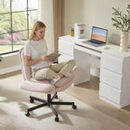 Chaise de bureau Bestier Criss Cross avec accoudoirs et roulettes, chaise de bureau ergonomique à pattes croisées, chaise de bureau pour la maison et le maquillage.