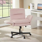 Chaise de bureau Bestier Criss Cross avec accoudoirs et roulettes, chaise de bureau ergonomique à pattes croisées, chaise de bureau pour la maison et le maquillage.