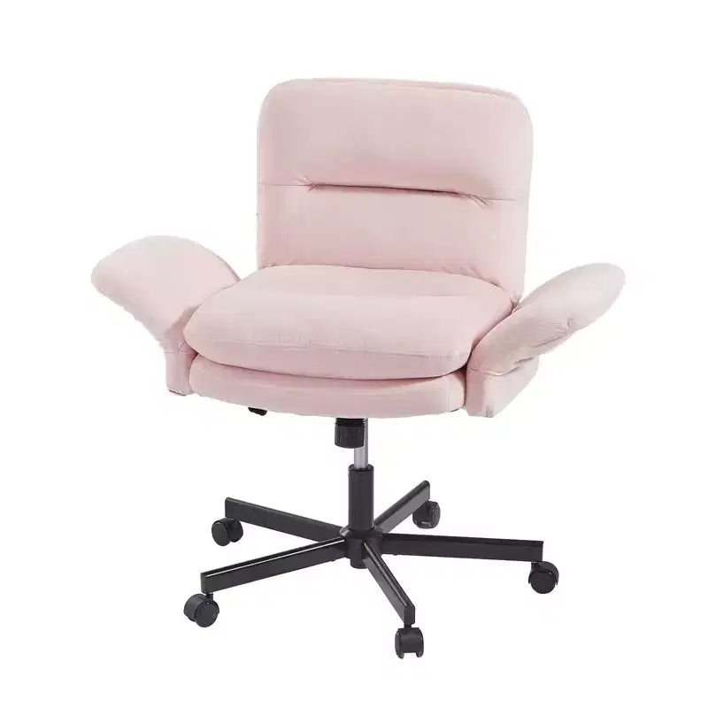 Chaise de bureau Bestier Criss Cross avec accoudoirs et roulettes, chaise de bureau ergonomique à pattes croisées, chaise de bureau pour la maison et le maquillage.